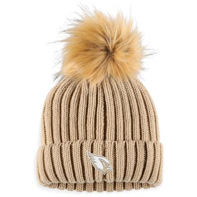Women's WEAR by Erin Andrews – Neutrale Strickmütze mit Umschlag und Bommel in Natur, Arizona Cardinals Image