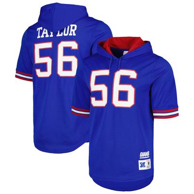 Mitchell & Ness Lawrence Taylor Royal New York Giants Mesh-Kapuzenshirt mit Namen und Nummer ehemaliger Spieler für Herren Image
