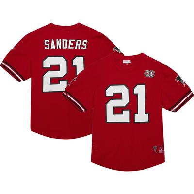 Mitchell & Ness Deion Sanders Red Atlanta Falcons Mesh-Oberteil mit Namen und Nummer ehemaliger Spieler, für Herren Image