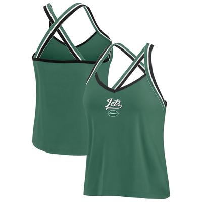 Damen WEAR by Erin Andrews – Grünes New York Jets-Tri-Blend-Tanktop mit überkreuzten Trägern Image