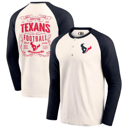 Creme/Marineblaues Raglan-Henley-T-Shirt der Houston Texans aus der Darius Rucker Collection von Fanatics für Herren