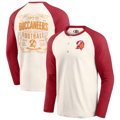 Creme/Rot Tampa Bay Buccaneers Raglan Henley Langarm-T-Shirt für Herren aus der Darius Rucker Collection von Fanatics