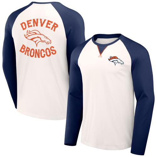 Creme/Marineblaues Langarm-Raglan-T-Shirt der Denver Broncos für Herren aus der NFL x Darius Rucker-Kollektion von Fanatics