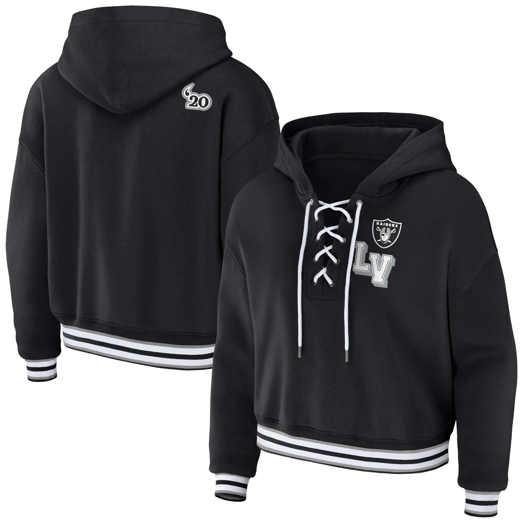 "Damen WEAR by Erin Andrews – Schwarzer Las Vegas Raiders-Kapuzenpullover mit Schnürung" Image