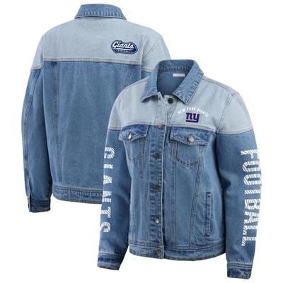 Damen WEAR by Erin Andrews New York Giants Jeansjacke mit durchgehender Knopfleiste Image
