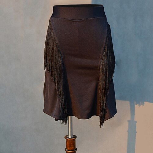 Latein-Tanz Röcke Quaste Pure Farbe Damen Leistung Ausbildung Hoch Polyester Image