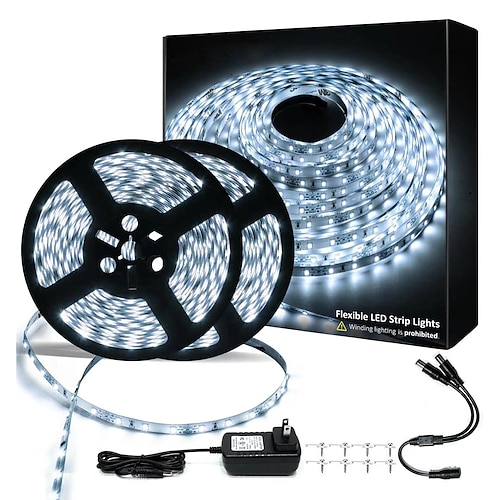 striscia luminosa a led bianca 2x16 piedi luce calda luce bianca striscia rossa blu verde bianca illuminazione 600 led 2835 luce a nastro flessibile 12v luce a corda adatta per armadio da cucina camera da letto guardaroba