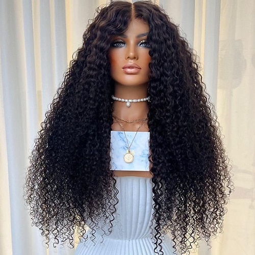 Unverarbeitetes reines Haar 13x4 Spitzenfront Perücke Freier Teil Vietnamesisches Haar Locken Schwarz Perücke 130% 150% Haardichte mit Babyhaar Natürlicher Haaransatz 100% Jungfrau Vorgerupft Für