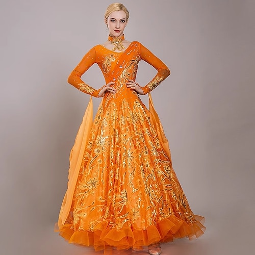 Für den Ballsaal Kleid Stickerei Farbaufsatz Kristalle / Strass Damen Leistung Party Langarm Tüll Eis-Seide Image