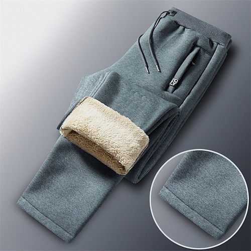 Herren Sherpa Fleecehosen Jogginghose Trainingshose Jogginghose Jogger Winterhose Kordelzug Feste Farbe Komfort Warm Casual Täglich Ausgehen Sport Stilvoll 1 2 Mikro-elastisch Image