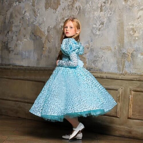 kinderkleidung Mädchen Party Kleid Feste Farbe Ärmellos Leistung Gitter Prinzessin Süß Gitter Mitte der Wade Etuikleid Tüll-Kleid Sommer Frühling Herbst 2-12 Jahre Weiß Himmelblau Image