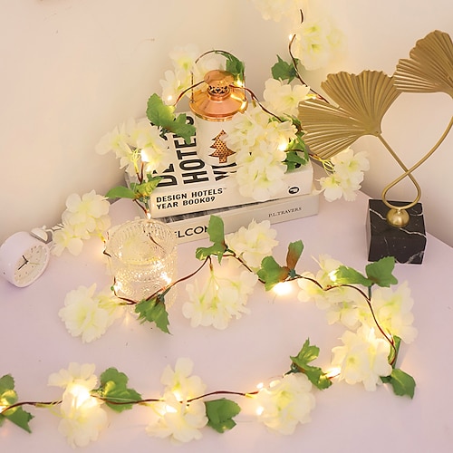 Hochzeitsferien Party Hortensie Rattanblatt Lichterkette Girlandenlichter Batteriebetrieben 2m 20LEDs Neujahrs Zuhause Garten Party Balkon Schlafzimmer Hof Dekoration Image