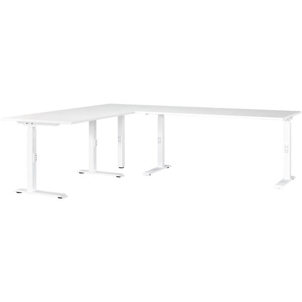 Germania-Werke Eckschreibtisch höhenverstellbar (mechanisch) »Mailand« 3-teilig, 2 Schreibtisch weiß