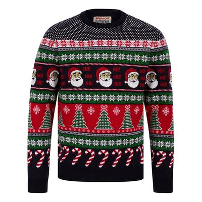 Jumpers Men's Abie Wrapping Paper Pattern Novelty Knitted Christmas Jumper in Ink - Merry Christmas / M - Tokyo Laundry