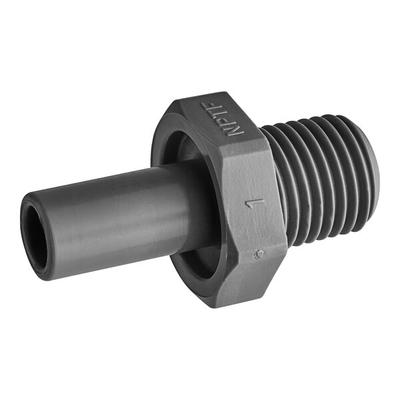 John Guest® PI051222S 3/8" x 1/4" NPTF Gray Acetal Push-To-Connect Stem Adapter