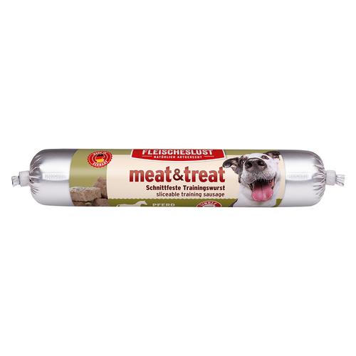 Sparpaket: 6x80g Fleischeslust meat & treat Trainingswurst Pferd Hundesnack