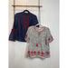 J. Crew Tops | J. Crew & J. Jill Embroidered Tassel Top & Bell Sleeve Womens Bundle Size Xs | Color: Blue/Red | Size: Xs