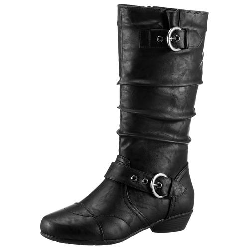 Stiefel ANISTON SHOES Gr. 42 (8), Varioschaft, schwarz Damen Schuhe Reißverschlussstiefel mit gerafftem Schaft - NEUE KOLLEKTION