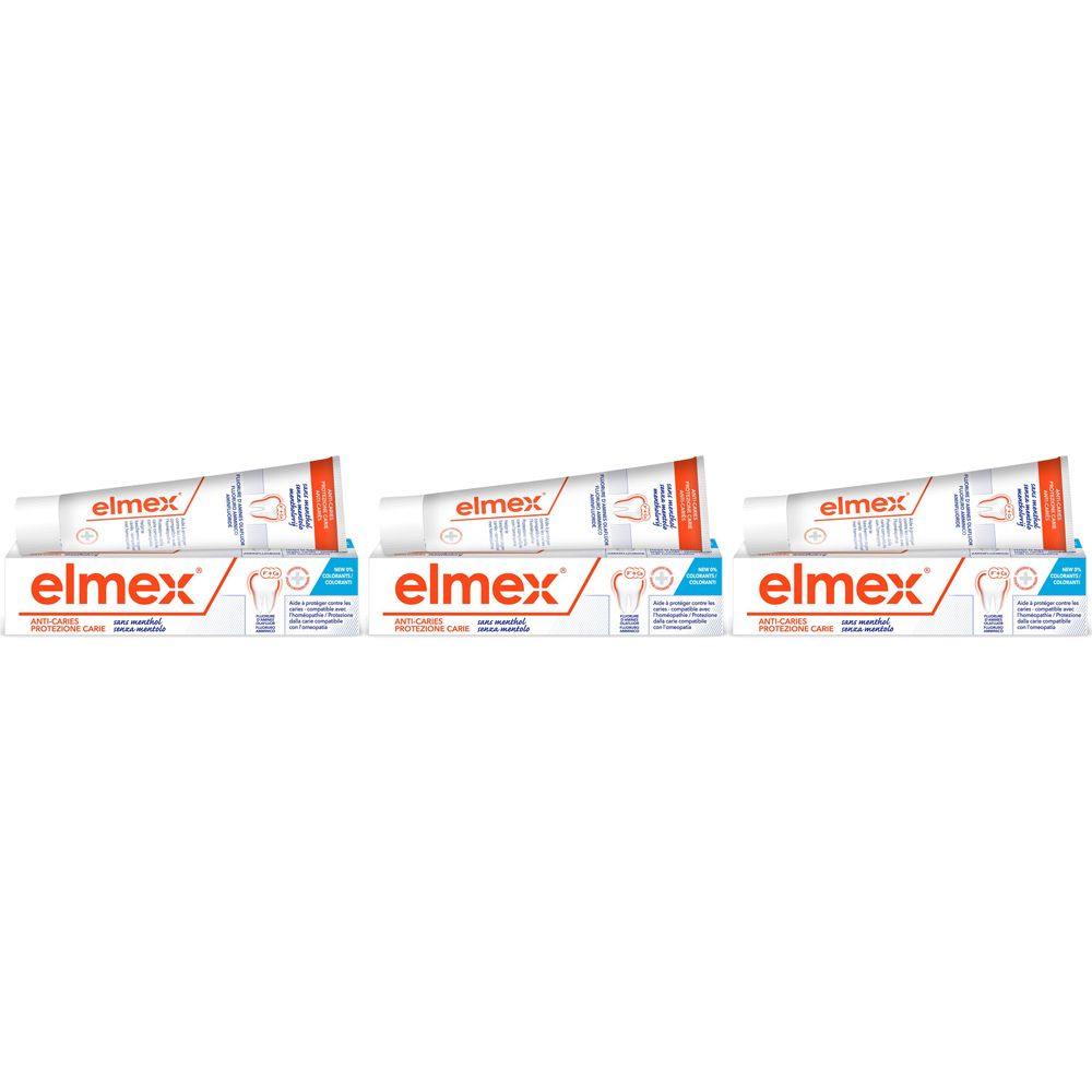 Elmex® Senza mentolo 3x75 ml Dentifricio