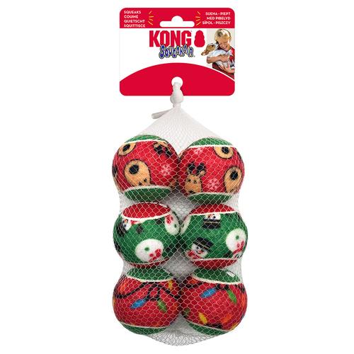 KONG Holiday SqueakAir Balls 6er Set Size M: ca.Ø6,3cm Hund