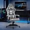 TEMU Gaming Chair, Computer Desk Chair With Lumbar Support, Faux Leather Racing Chair With Headrest And Swivel Wheels For Home Office, Grey White