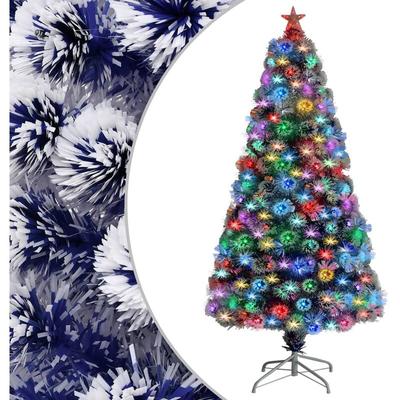 Vidaxl - Künstlicher Weihnachtsbaum,Kunstbaum mit led Weiß & Blau 120 cm Glasfaser