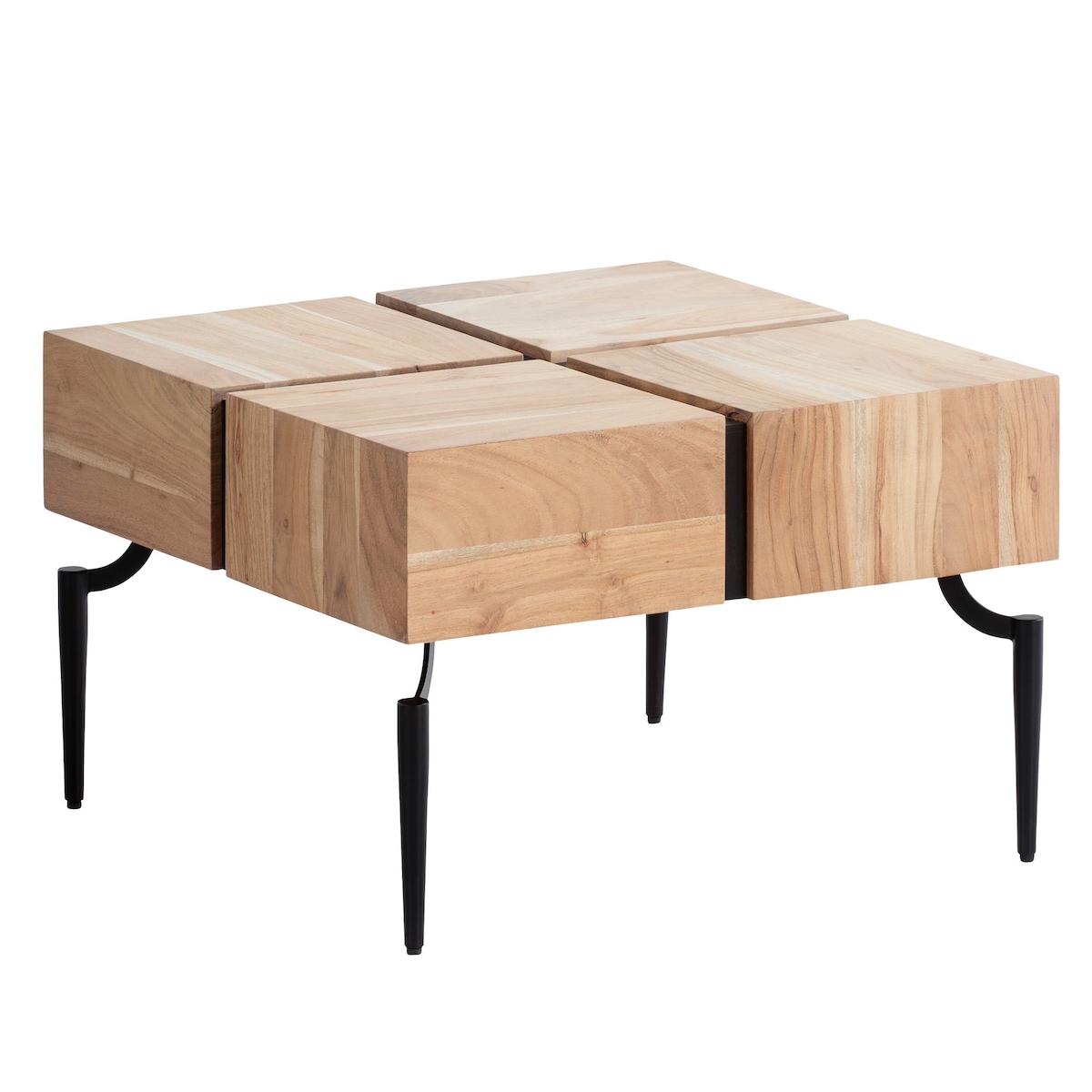 Couchtisch FineBuy Sofatisch Massivholz 60 cm Cube Wohnzimmertisch Quadratisch Image