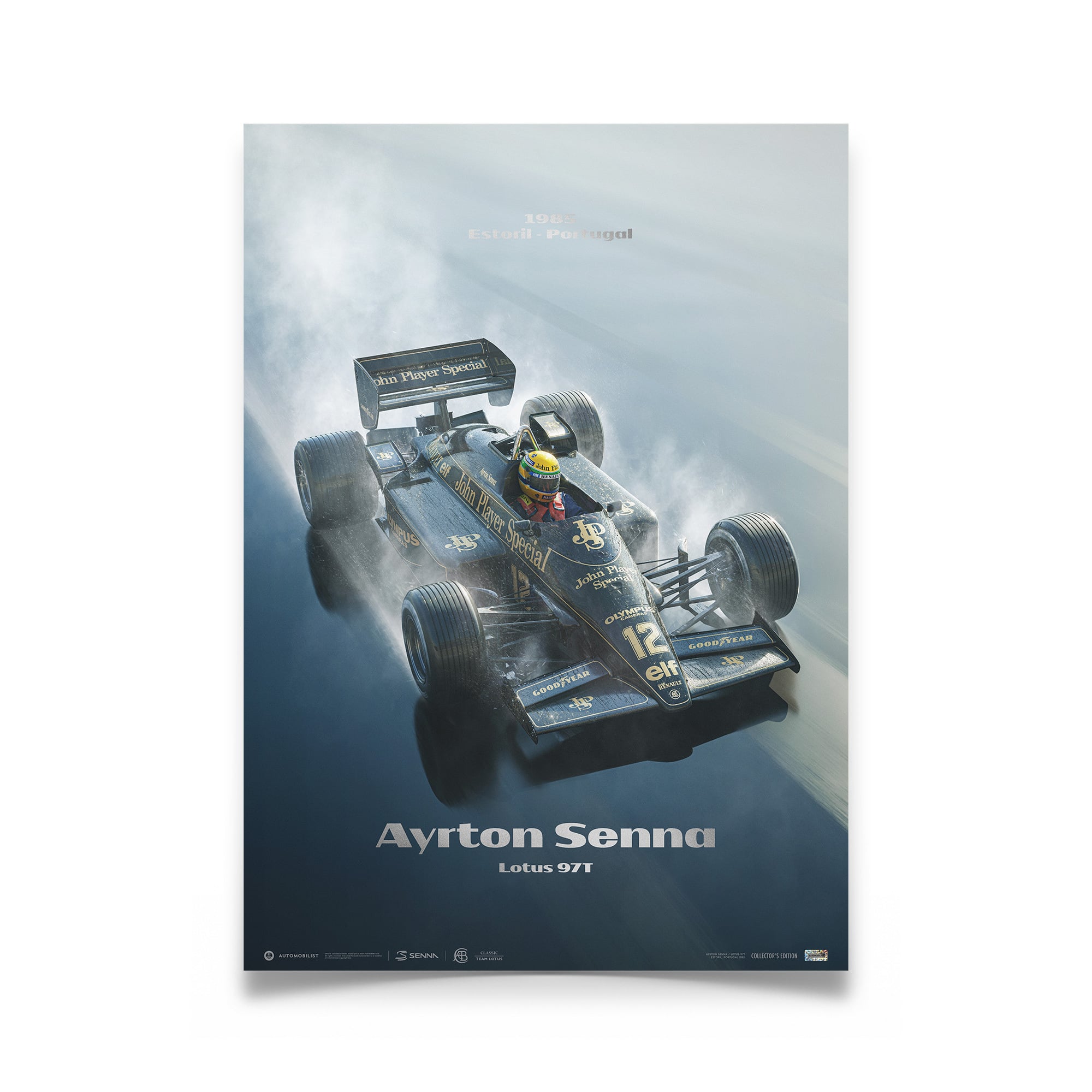Affiche édition collector 35e anniversaire Lotus 97T Rainmaster Estoril d'Ayrton Senna - 1985 - No Gender Taille: One Size Only