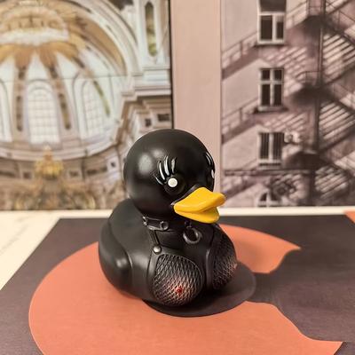Vintage Style Collectible Figurine - Gothic Punk Duck with Green Mohawk Hair, Resin Home Desk Decor, Novelty Gift Item for Various Room Types, Non-Electric Decorative Craft