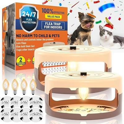 Flea Traps for Home with 8 Sticky Disc Flea Killer Indoor Bed Bug Trap Pest Control Non Toxic Harmless Friendly to Pets Kids