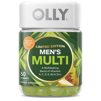 OLLY Men's Multi - Limited Edition - Vitamins A, C, D, E, Bs & Zinc - Poached Pear Flavor