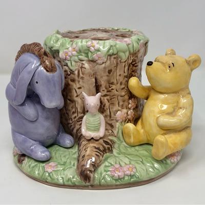 Disney Bath | Disney Classic Winnie The Pooh Ceramic Tooth Brush Holder Eeyore Piglet Stump | Color: Gold/Green | Size: Os