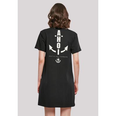 Shirtkleid F4NT4STIC "Ahoi Anker Knut & Jan Hamburg", Damen, Gr. 3XL, schwarz, Obermaterial: 100% Baumwolle, casual, regular fit, Rundhals, Kurzarm ohne Bündchen, Kleider, Print Image