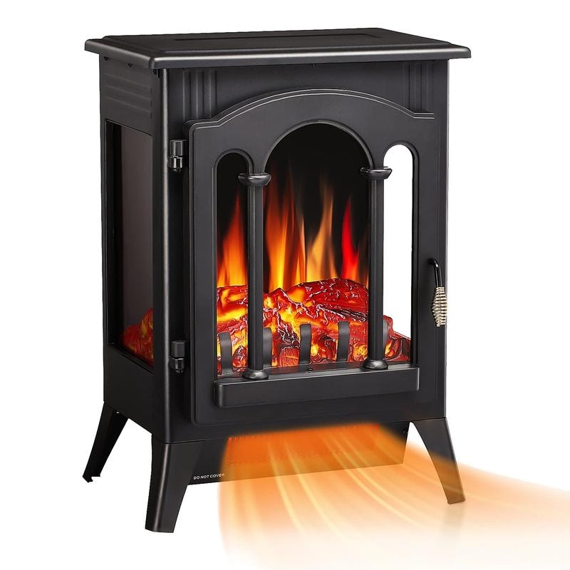 R.W.FLAME Electric Fireplace Heater, Cathedral Stylish, Different Flame Effects Colors, Adjustable Brightness and Heating Mode