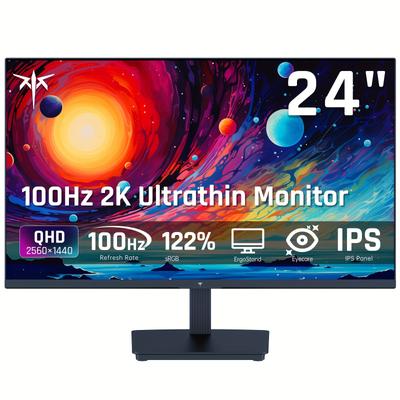 TEMU Ktc 24 Inch Qhd 100hz Computer Monitor Ips 2k, 1300:1 , Anti-blue Light Screen, 122% Srgb, Support And , Hdtv2.0/dp/earphone For Gaming And Office Working H24t27