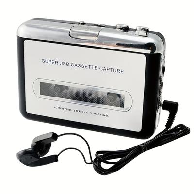 TEMU Portable Tape Player To Digital Converter Compatible With Laptops And Personal Computers Converter Recorder Convert Tapes To Digital Mp3 Silver