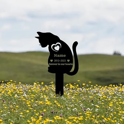 TEMU Personalized Cat Memorial Stake - Custom Engraved Acrylic Pet Tombstone For Garden, Yard, Or Lawn - Ideal Gift For Cat Lovers