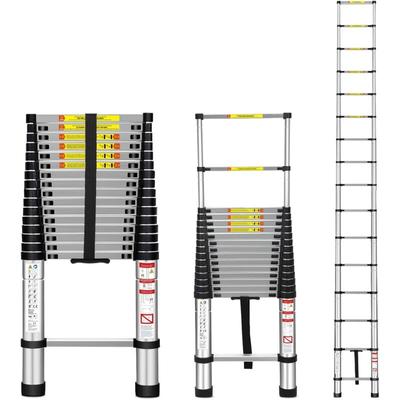 Jn.songs - Teleskopleiter 4.7 m, Mehrzweck-Klappleiter aus Aluminium, Ladder für Wohnmobil, Image