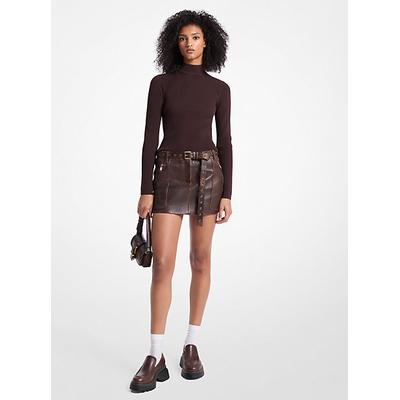 Michael Kors Leather Mini Skirt Brown 6