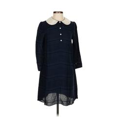 BECKEN Casual Dress - Shift Collared Long sleeves: Blue Dresses - Women's Size 2