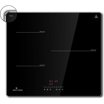 Deliteer - Induction Hob 3 Plates, Induction Hob with Metal Frame, 60 cm Built-in Hob