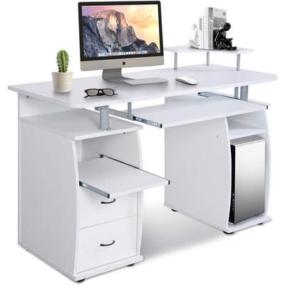 Computertisch, Schreibtisch, Bürotisch mit Tastaturauszug, Arbeitstisch, PC-Tisch mit Schubladen, Image