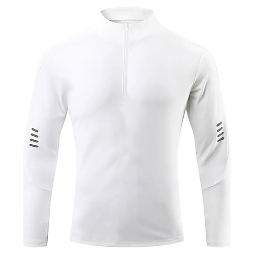 Herren Sportshirt Fitnessshirt Trainingsshirt Gepolstertes Kompressionsshirt Viertel Postleitzahl Langarm Trikot Lässig Athleisure Herbst Einfarbig Spandex Schnelltrocknend Weich Atmungsaktiv