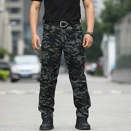 Herren Cargo-Hosen Taktische Hose Hose Wanderhose Knöpfe Mehrere Taschen Einfach tragbar Outdoor Täglich Campen und Wandern Mode Klassisch Cachi scuro Schwarz Image