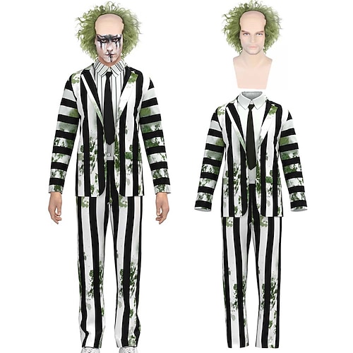 Zombie Karneval Cosplay Perücken Ausgefallene Kostüme Beetlejuice Horrorfilm Gruseliges Kostüm Kinder Erwachsene Herren Jungen Karneval Leistung Party Maskerade Einfaches Karnevalskostüm Verkleiden Image