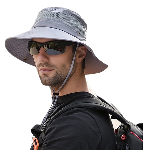 Herren Sonnenhut Eimer Hut Außen Packbar UPF50 UV Schutz Rasche Trocknung Frühling Sommer Hut Gitter Campen und Wandern Jagd Angeln Armeegrün Grau Khaki Image
