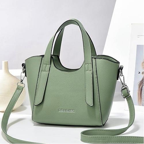 Damen Handtasche PU-Leder Casual Täglich Langlebig lichter Ocker Schwarz Elfenbein