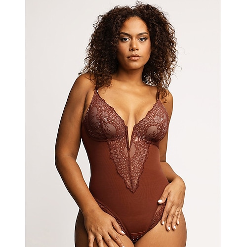 Shapewear-Nachtwäsche aus Spitze für Damen – einfarbige Home-Outfits aus Nylon und Elasthan Image