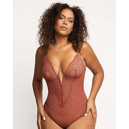 Shapewear-Nachtwäsche aus Spitze für Damen – einfarbige Home-Outfits aus Nylon und Elasthan Image