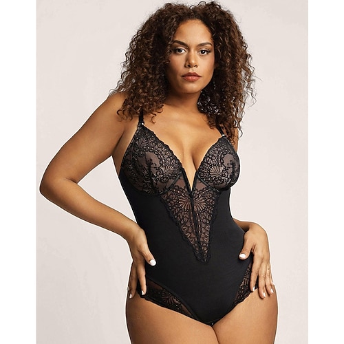 Shapewear-Nachtwäsche aus Spitze für Damen – einfarbige Home-Outfits aus Nylon und Elasthan Image